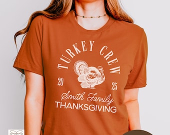 Family Thanksgiving T-Shirts, Vintage Thanksgiving Shirt for Families, Custom Family Thanksgiving 2025 TShirts, Matching Turkey Crew Shirts