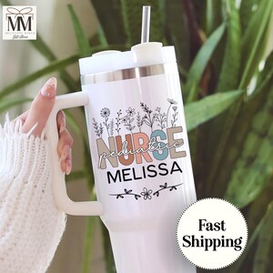 Custom Pediatric Nurse 40oz Tumbler, PEDS Nurse Student Water Bottle With Handle, Travel Cup New Nurse Gift, Pediatrics RN Graduation Gift,