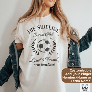 Personalized Soccer Mom Shirt, Soccer Mom Sideline Social Club T-Shirt, Gift for Soccer Mom Mothers Day, Customized Soccer Team Mamma Gift