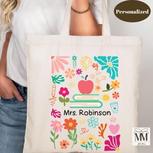 Sac fourre-tout personnalisé pour enseignant, cadeau pour enseignant, sac cadeau de remerciement pour enseignant, sacs fourre-tout pour la rentrée scolaire, sac pour enseignant de maternelle élémentaire Doodle
