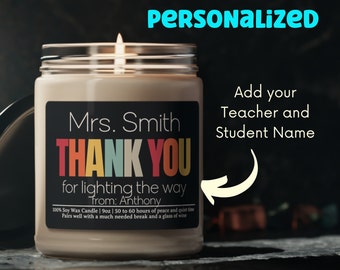 Personalized Teacher Candle Gift for Teacher Appreciation Week, Thank-you Present for Teacher, Unique Gift for Teacher End of School Year