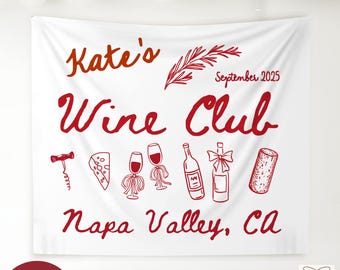 Decoración para despedida de soltera con vino, tapiz personalizado para despedida de soltera, club de vinos del valle de Napa, fin de semana de chicas del vino, fondo fotográfico de lujo para despedida de soltera