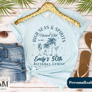 Personalized Birthday Cruise Trip Shirts, 30th Bday Cruise Crew Group TShirt, 50th Birthday Cruise Cocktail Shirt, Custom 40th Matching Tee