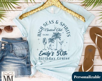 Personalized Birthday Cruise Trip Shirts, 30th Bday Cruise Crew Group TShirt, 50th Birthday Cruise Cocktail Shirt, Custom 40th Matching Tee