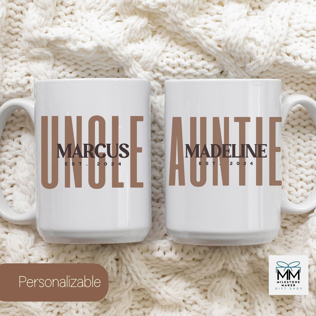 Personalized Auntie and Uncle Mug, Custom Gift for New Aunt and Uncle ...