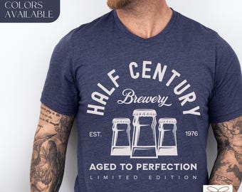 Camiseta de cumpleaños número 50 para él, camiseta de cumpleaños vintage de 1976, camiseta de cumpleaños para amantes de la cerveza, camiseta de cumpleaños número 50 para hombre, regalo divertido de 50 cumpleaños para marido