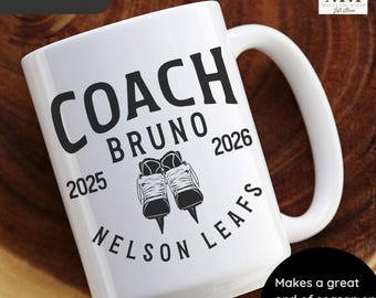 Personalized Hockey Coach Mug, Custom Hockey Team Coach Appreciation Gift, Best Hockey Coach Ever Christmas Gift, End of Season Ice Hockey