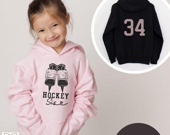 Hockey Sister Hoodie, Custom Jersey Number Hockey Sis Hooded Sweater, Hockey Gameday Hoodie, Girl Hockey Hoodie Gift, Gift For Hockey Sister