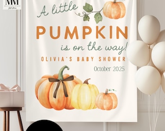 Custom Fall Baby Shower Banner, Hand Drawn Pumpkin Shower Welcome Sign, Personalize Baby Shower Tapestry, Cutie Pie Autumn Baby Shower Decor