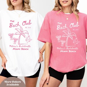 Koszulki na wieczór panieński Coastal Beach, Koszulki na plażę Bach Comfort Color, Koszulka na wieczór panieński The Bach Club Miami, Luksusowe koszulki na wieczory kawalerskie