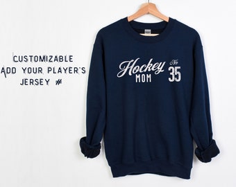 Personalized Hockey Mom Sweatshirt, Vintage Game Day Shirt for Hockey Mom, Christmas Gift for Hockey Mom, Customizable Hockey Mama Crewneck