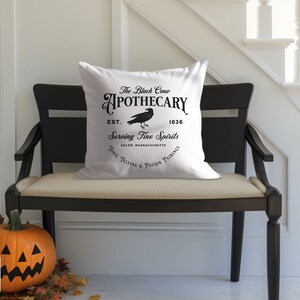 Black Crow Apothecary Halloween Pillow and Insert, Witchy Aesthetic Halloween Home Decoration, Spooky Halloween Lover Gift, Black Crow Gift bild 9