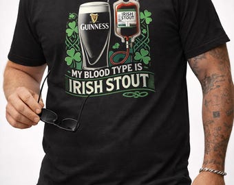 私の血液型はアイリッシュスタウトTシャツ | セントパトリックスデービールTシャツ