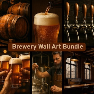 Brewery Wall Art Bundle – Digital Download Beer Prints, Brew Pub Decor, Craft Beer Bar Poster Set, Taproom Aesthetic Photos