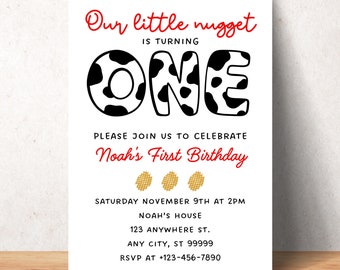 Chickfila Birthday Invitation: Our Little Nugget First Birthday (Digital Download)