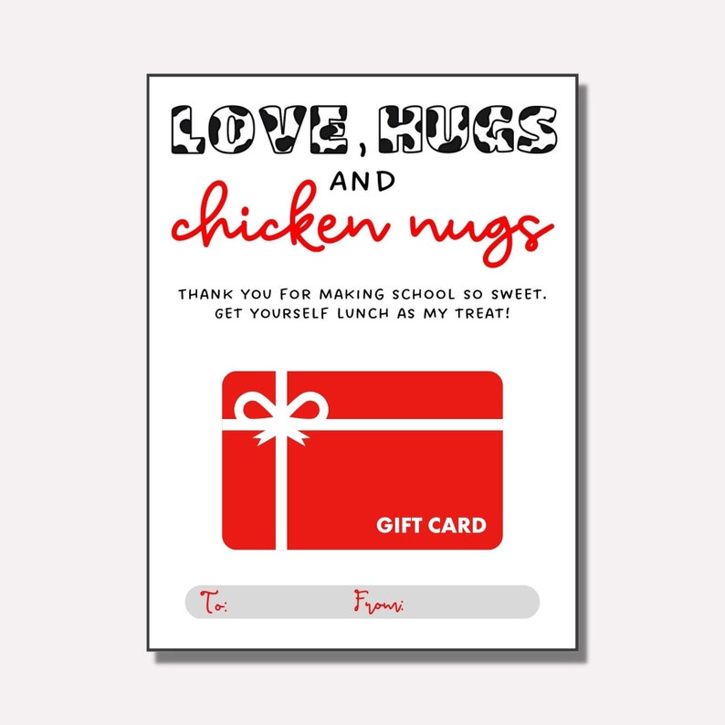 Printable Chickfila Gift Card Holder Teacher Gift Card - Etsy