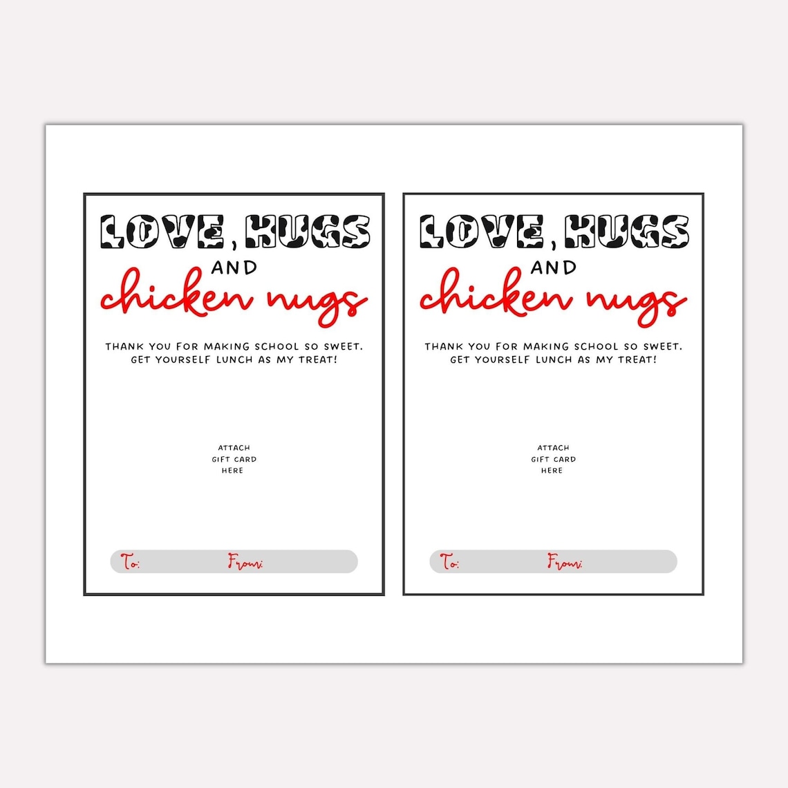 Printable Chickfila Gift Card Holder Teacher Gift Card Etsy