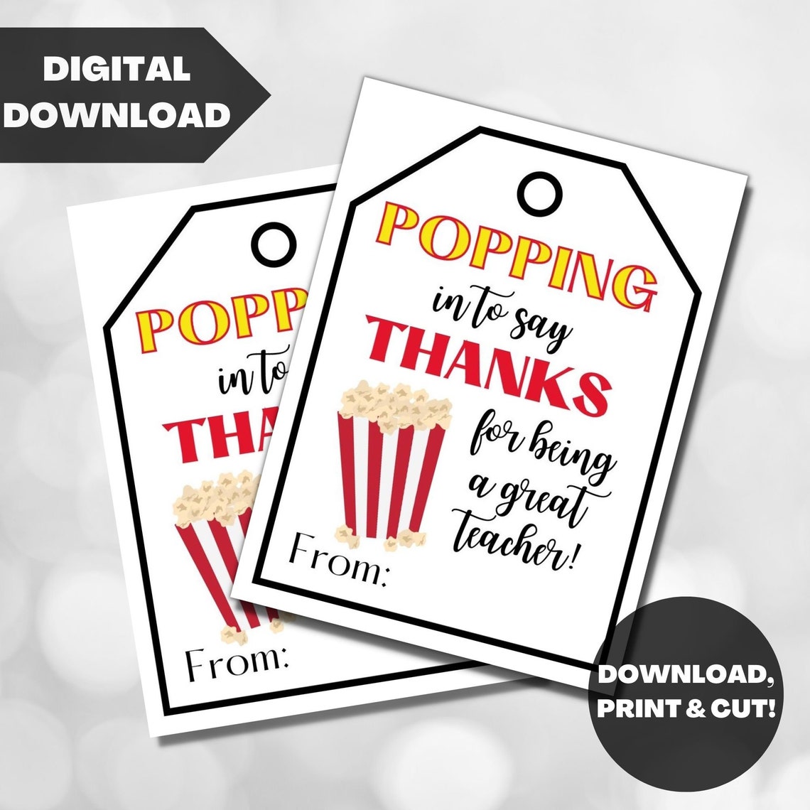 Printable Teacher Gift Appreciation Week Popcorn Teacher - Etsy