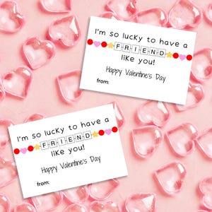 Instant Download Vriendschapsarmband Valentijnsdagkaarten, afdrukbare klasgenoot Valentine Favor Tags, leuke Valentijnsdag Tags voor BFF cadeau