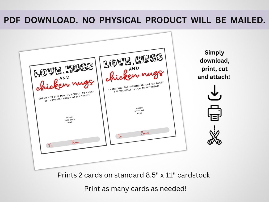 Printable Chickfila Gift Card Holder Teacher Gift Card Etsy