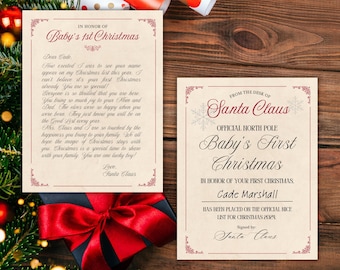 Personalized Baby's First Christmas Santa Letter & Nice List (Digital Download)