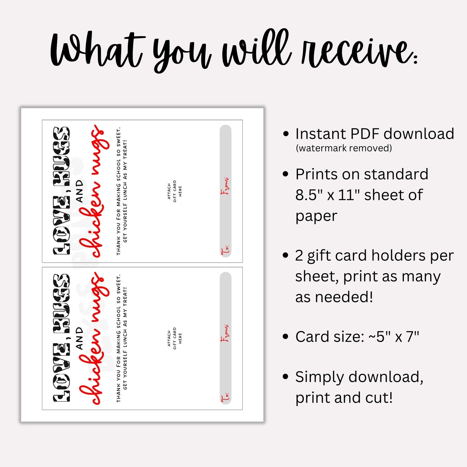 Printable Chickfila Gift Card Holder, Teacher Thank You Gift, Teacher ...