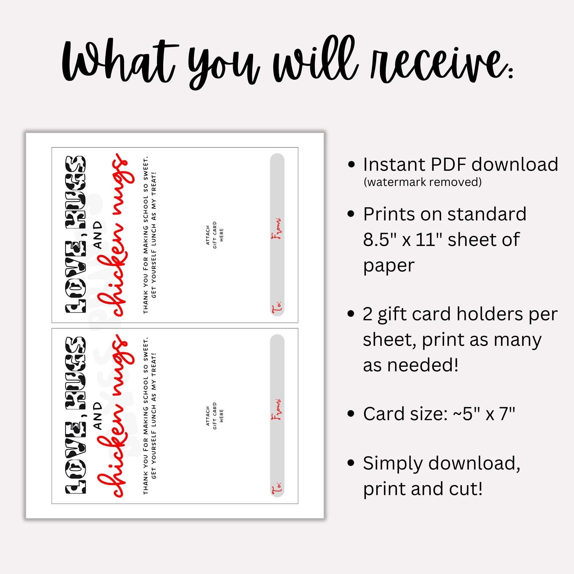 Printable Chickfila Gift Card Holder, Teacher Thank You Gift, Teacher ...