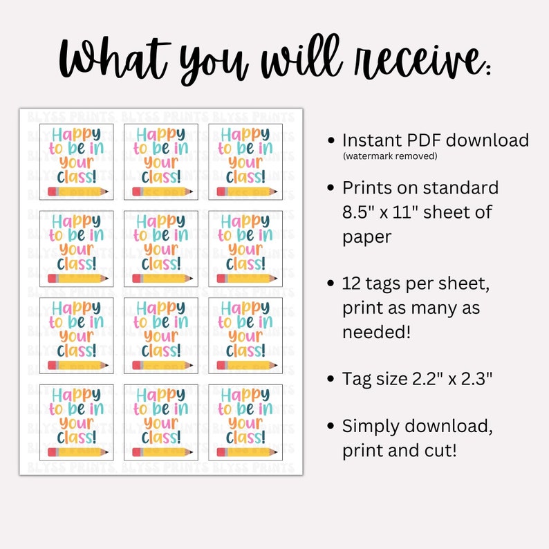 Teacher Gift Tag Printable, Back To School Treat Tag (PDF) image 3