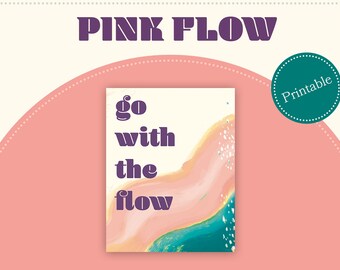 Go with the flow, Motivational Quote Wall Art , inspirational Wall art room decor positive quote word art Colourful home Abstract art Office