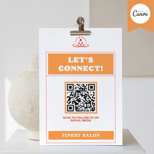 Social Media QR Code Sign Template: Connect With Us (Canva Editable, Printable)