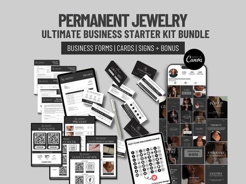 Permanent Jewelry Business Starter Kit, Permanent Jewelry Consent Forms and Waiver, Permanent Jewelry Care and Business Cards, Jewelry Business Supplier, Jewelry Business Forms, Jewelry Business Signs, Jewelry Business Cards, Business QR Code