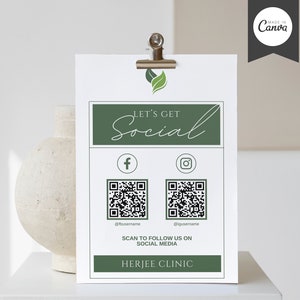Social Media Sign Template, Editable QR Code Sign, Small Business Sign Canva Template, Connect With Us Business Sign Template, Follow Us