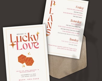 Lucky in Love Bachelorette Itinerary Template | Las Vegas Bachelorette Invite and Itinerary | Feeling Lucky Bachelorette Party Invitation