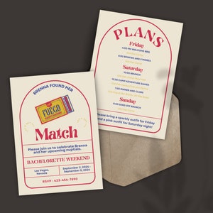 Perfect Match Bachelorette Itinerary Template | Las Vegas Bachelorette Invite and Itinerary | Let’s Get Lit Bachelorette Party Invitation