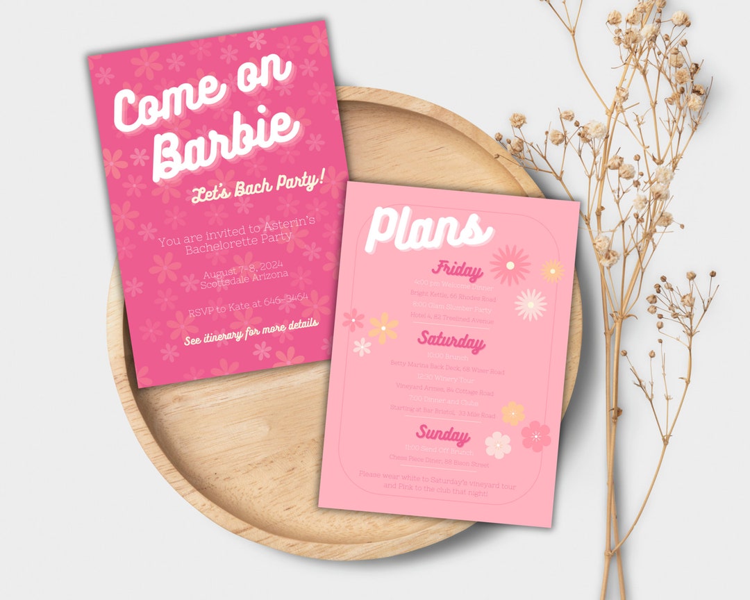 Barbie Bachelorette Itinerary Template Pink Bachelorette - Etsy