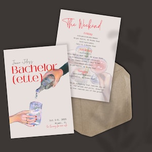 Joint Bachelor and Bachelorette Itinerary Template | Jack and Jill Party Invitation | Couples Bachelorette Party Invite