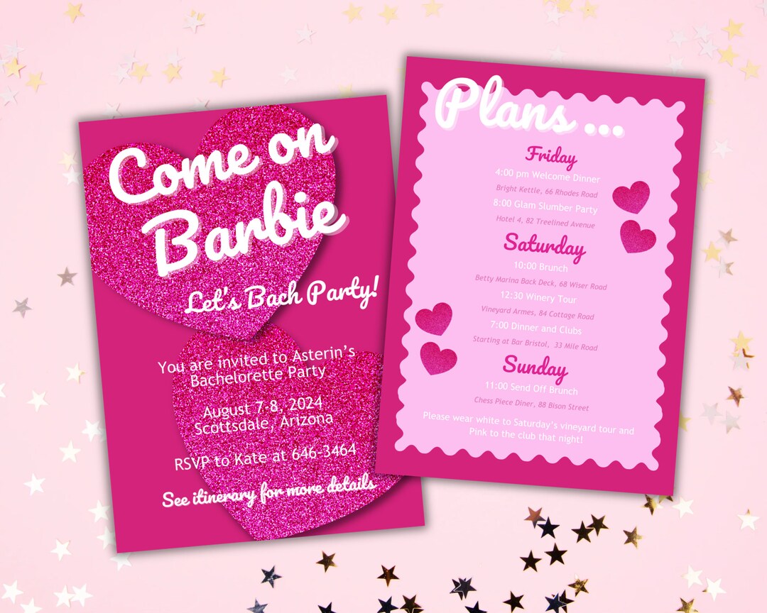 Barbie Bachelorette Itinerary Template Pink Bachelorette - Etsy