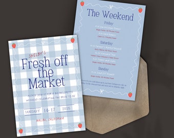 Fresh off the Market Bachelorette Itinerary Template | Farmers Market Bachelorette Invite and Itinerary | Bachelorette Party Invitation
