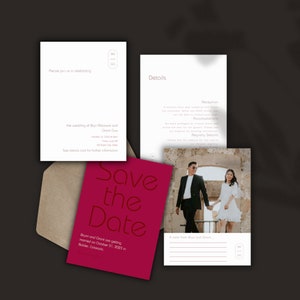 Minimalist Wedding Invitation Suite Template | Modern Printable Wedding Invitation Set | Picture Save the Dates