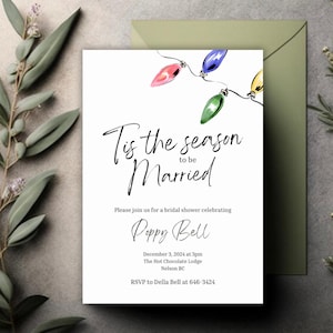 Tis the Season to be Married Bridal Shower Invite Template | Winter Bridal Shower Invitation Template | Christmas Bridal Brunch Invite