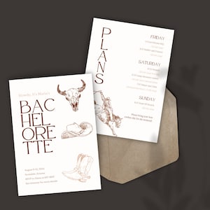 Cowgirl Bachelorette Itinerary Template | Last Rodeo Bachelorette Invite and Itinerary | Western Bachelorette Party Invitation