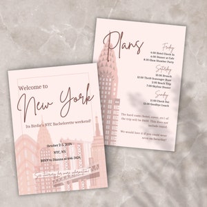 New York City Bachelorette Invitation and Itinerary | Big Apple Bachelorette Itinerary | NYC Girls Trip Schedule Custom Template
