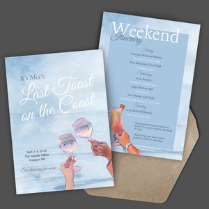Last Toast on the Coast Bachelorette Invite | Coastal Cowgirl Bachelorette Itinerary Template | Coastal Bachelorette Weekend Itinerary