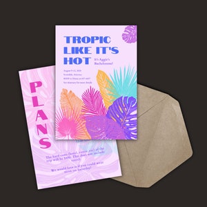 Tropical Bachelorette Itinerary Template | Miami Bachelorette Weekend Itinerary | Palm Springs Bachelorette Invitation
