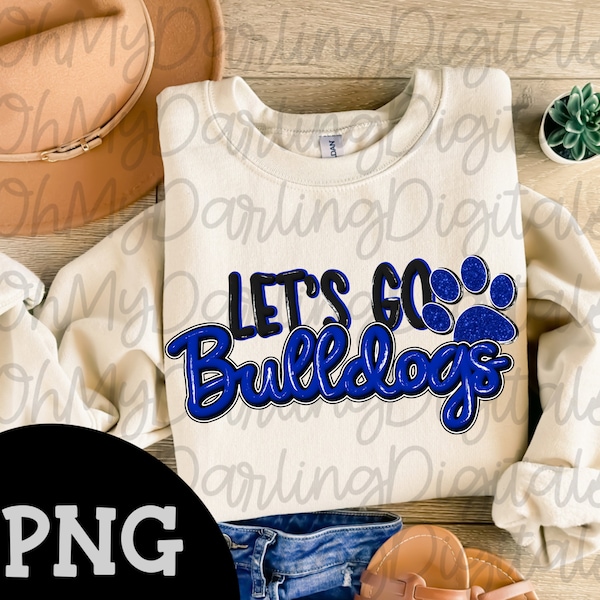 Go bulldogs png/royal blue/glitter paw/school mascot/3d/team spirit png/sport png/digital download