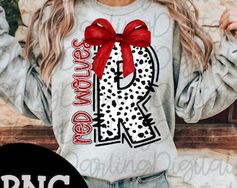 Impresión PNG de dálmatas y lobos rojos: Gráfico de espíritu escolar preppy (descarga digital)