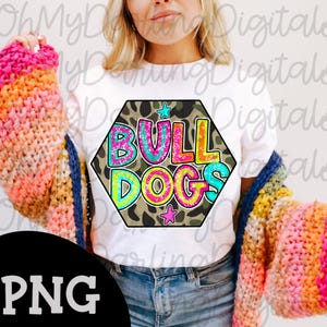 Colorful Bulldogs PNG | Camo Star Bulldogs T-Shirt Design | Camo Spirit Mascot Png| School Pride PNG Download|Team Spirit Png|Game Day Png