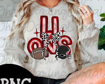 Lions Football Png|Leopard Bow|Preppy Lions|Red||Team Spirit Png|School Mascot Png|Sports Png|Game Day Graphic|Football Season Png