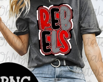 Rebels Team Spirit PNG: Retro Checkered Design (Digital Download)