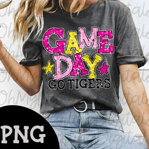 Game day Png|Go Tigers Png|Retro Colorful Team|Team Spirit Png|Preppy Tigers Graphic|School Mascot Png|Sports Png|Game Day Digital Download